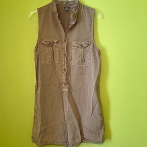 Aerie Tan Sleeveless Button-Front Utility Romper